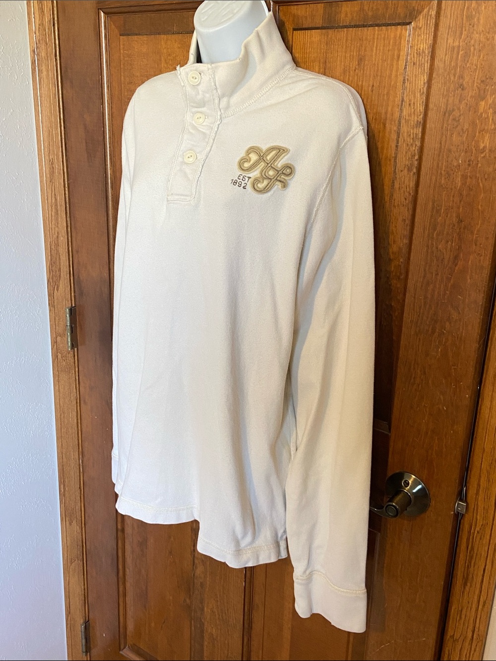 Vintage Abercrombie & Fitch "1892" buttoned mock-neck pullover sweatshirt XL
